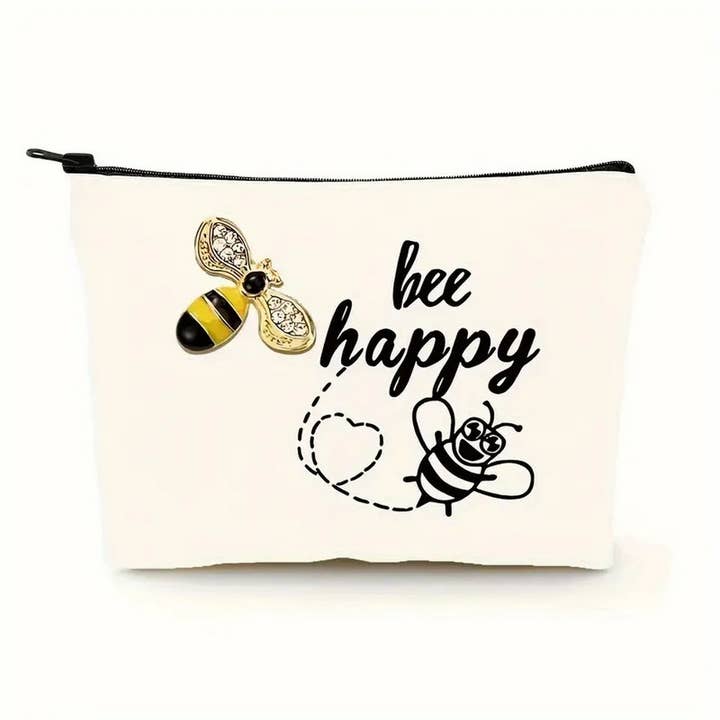 ACCITY - Wholesale Makeup/Cosmetic Bag - BEE FESTIVAL LINEN REVERSIBLE PRINT COSMETIC BAG_CWAB2249