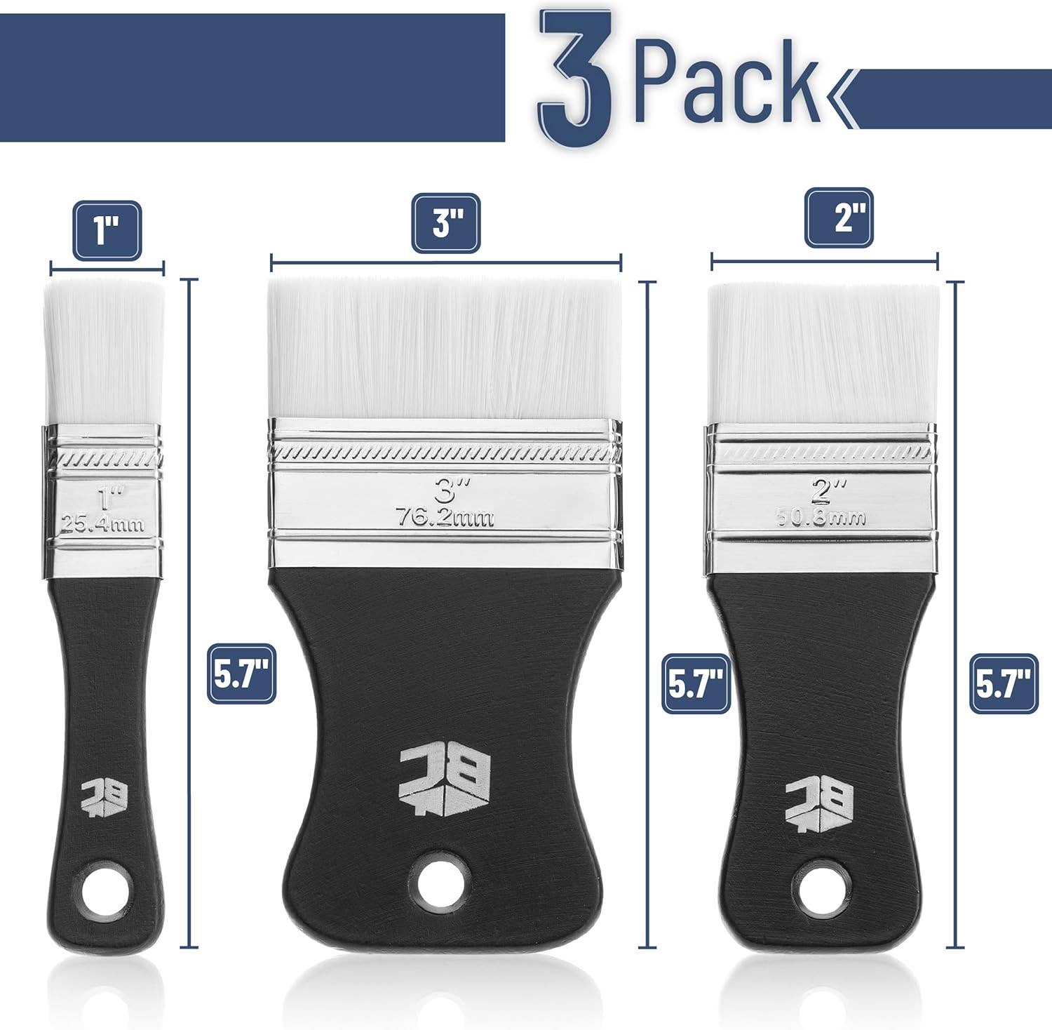 Bates Choice – wholesale Paint/wax brush – Bates- Flat Paddle Paint Brush Set, 3 Pack1