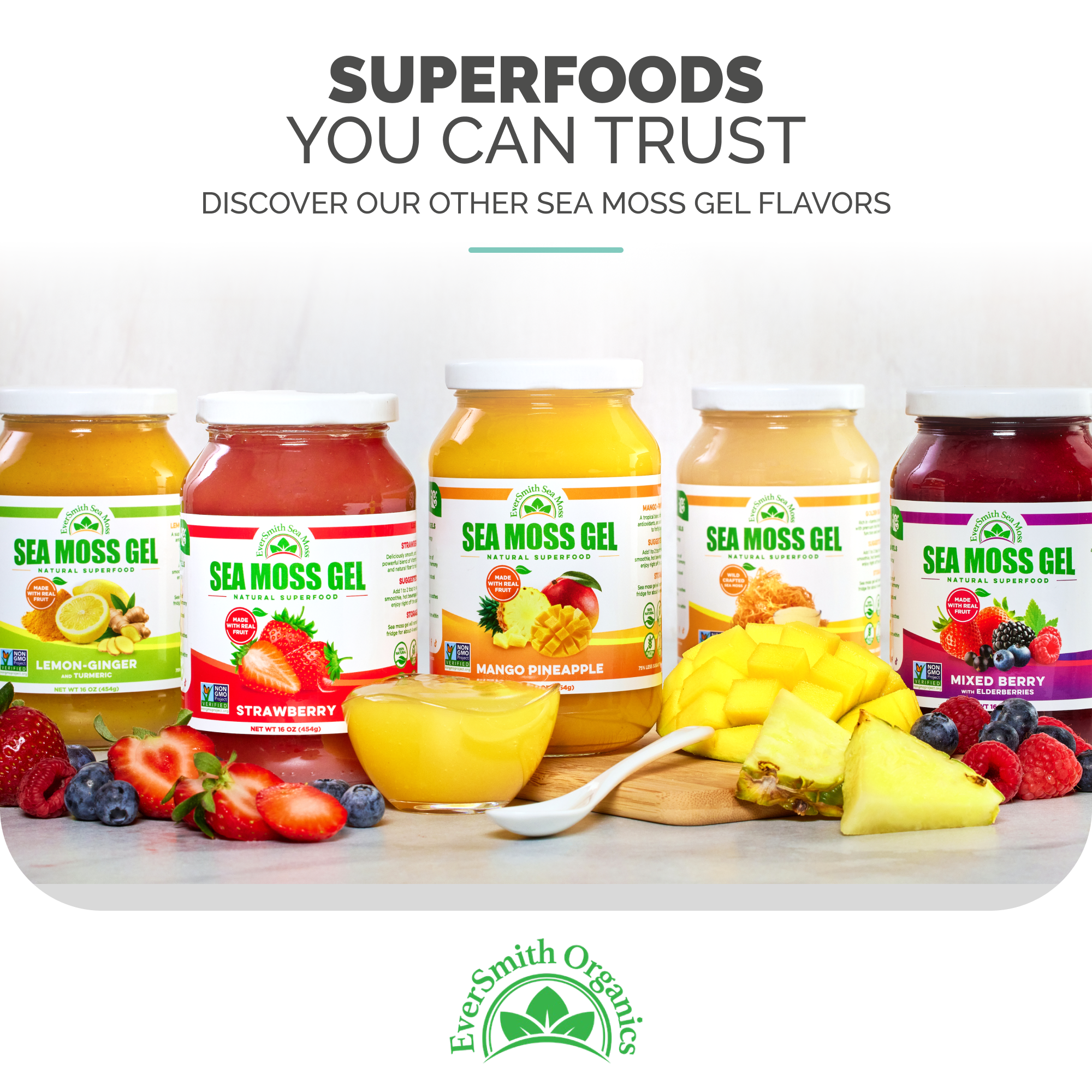 EverSmith Organics – Engroshandel Kosttilskud og vitaminer – Golden Sea Moss Gel – Vildhøstet (454 g)5
