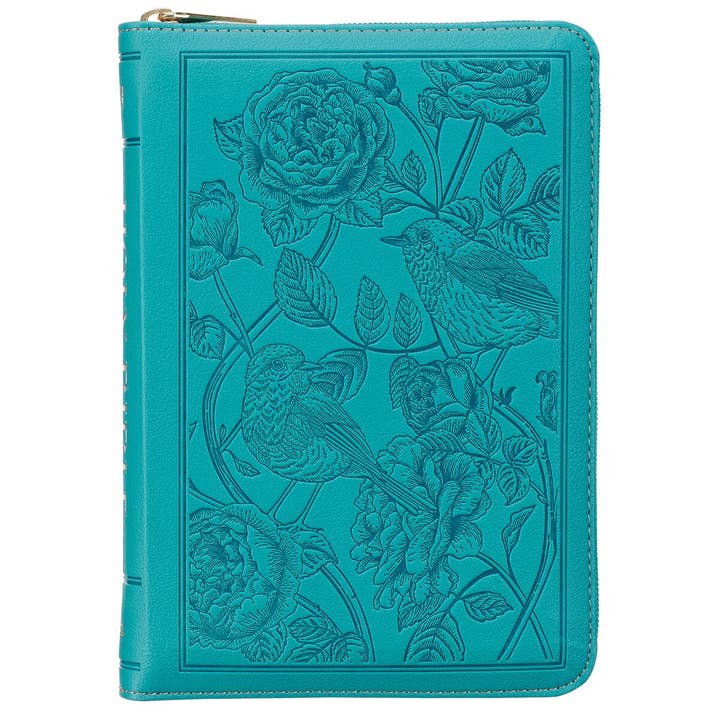 KJV Bible Compact Faux Leather, Teal w/zipper for wholesale by Christian Art Gifts