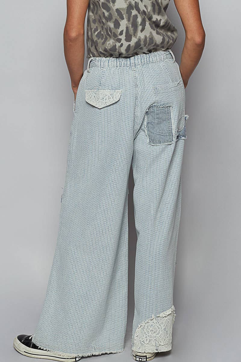 Pol Clothing - Wholesale Pants - Women's - Contrast floral twill front snap-button pants2