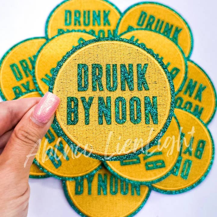 ABLNco - Wholesale Patch - drunk by noon glitter embroidery patch iron on