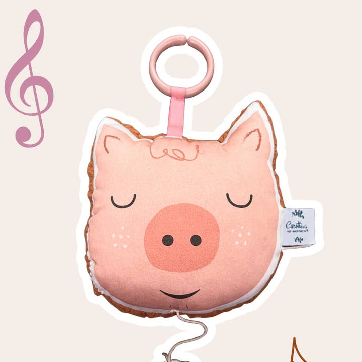 Musikalisches Minikissen Rosa Schwein für den Großhandel von Carotte & Cie