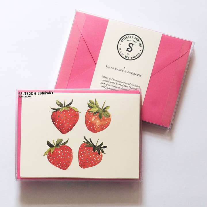 Strawberries - Box of 6 Note Cards for wholesale by Saltbox & Company
