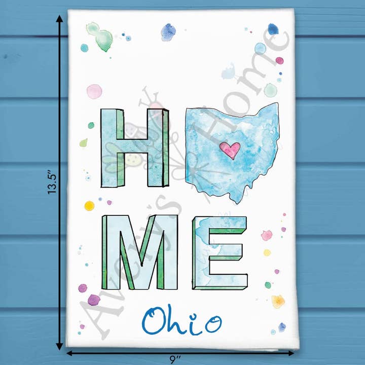 HOME in Ohio Kitchen Décor Tea Towel for wholesale by Avery's Home