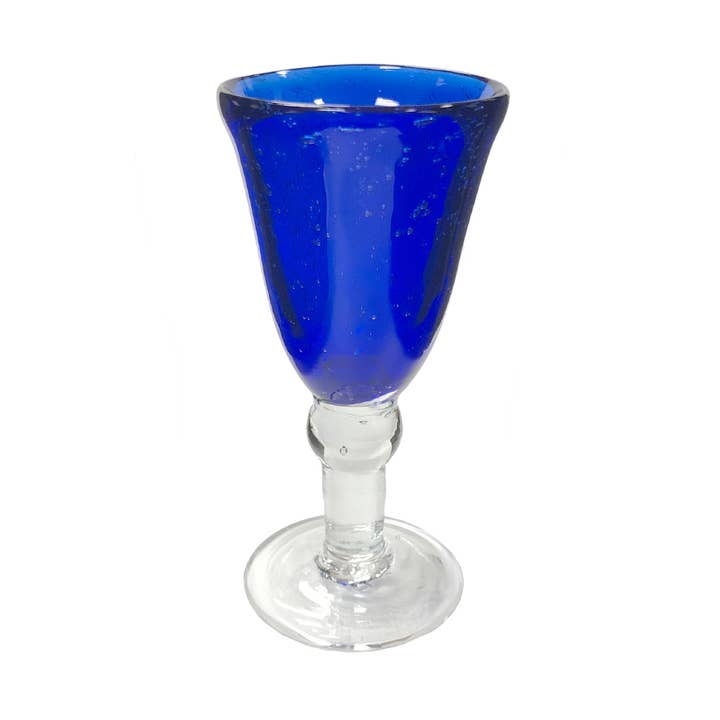 Håndblæst koboltblå tyk 5-oz. vinglas, 6-1/2” for engroshandel hos Madison Bay Co. - Historical Home Decor Reproductions