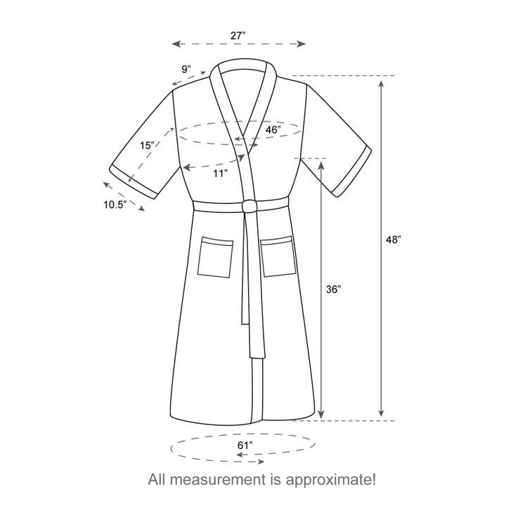 Appearus Products Corp. - Wholesale Robe – Unisex - XXL Waffle Kimono Bathrobe - Unisex 85% Cotton Blend3