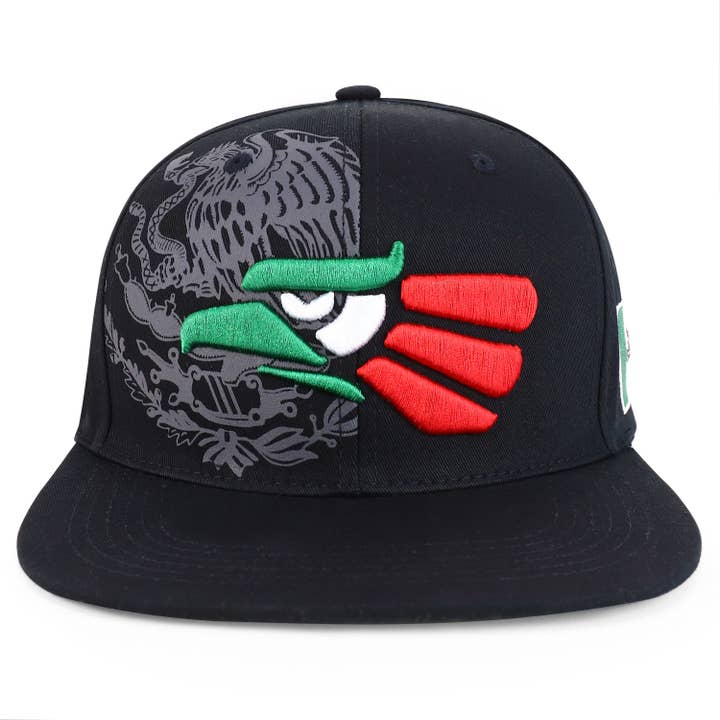 Trendy Apparel Shop - Wholesale Flat Brim Cap - Men's - Oversized Hecho en Mexico Eagle 3D Embroidered Flatbill Cap