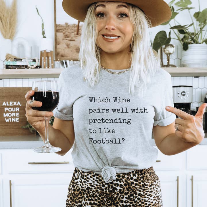 Wine Pairs Well With Football Graphic T-Shirt for wholesale by Trendznmore - Modern Graphic Apparel