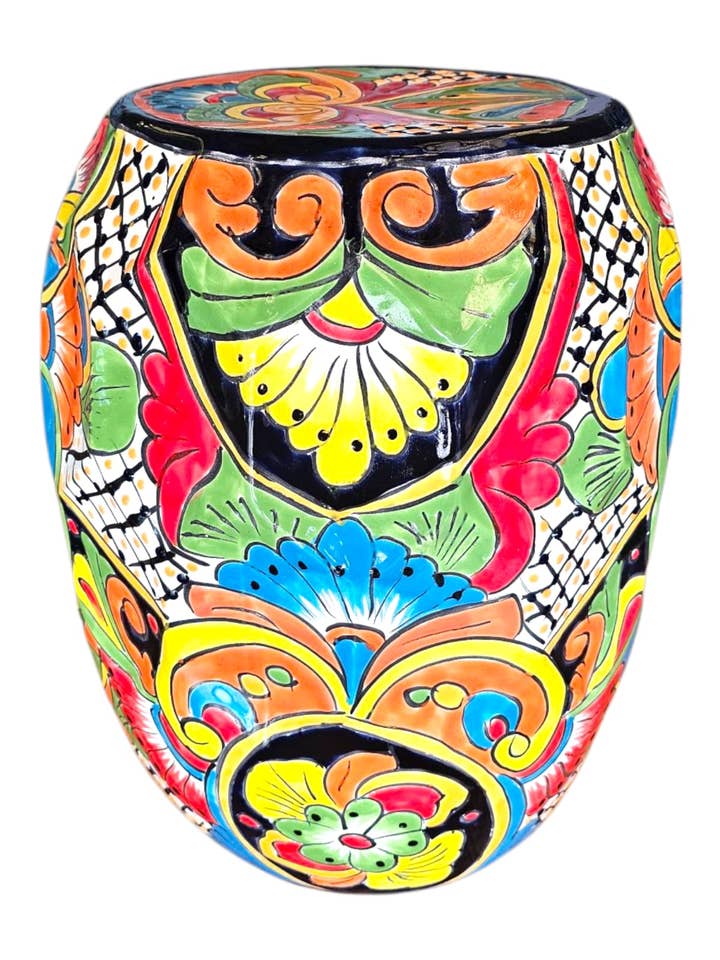 TALAVERA TAMBOR STOOL 13W 18H for wholesale by Pottery Express