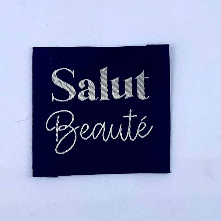 L’Étiquette Home Couture – wholesale Craft sewing kit – "Sew-on woven label 'HELLO BEAUTY' Black"