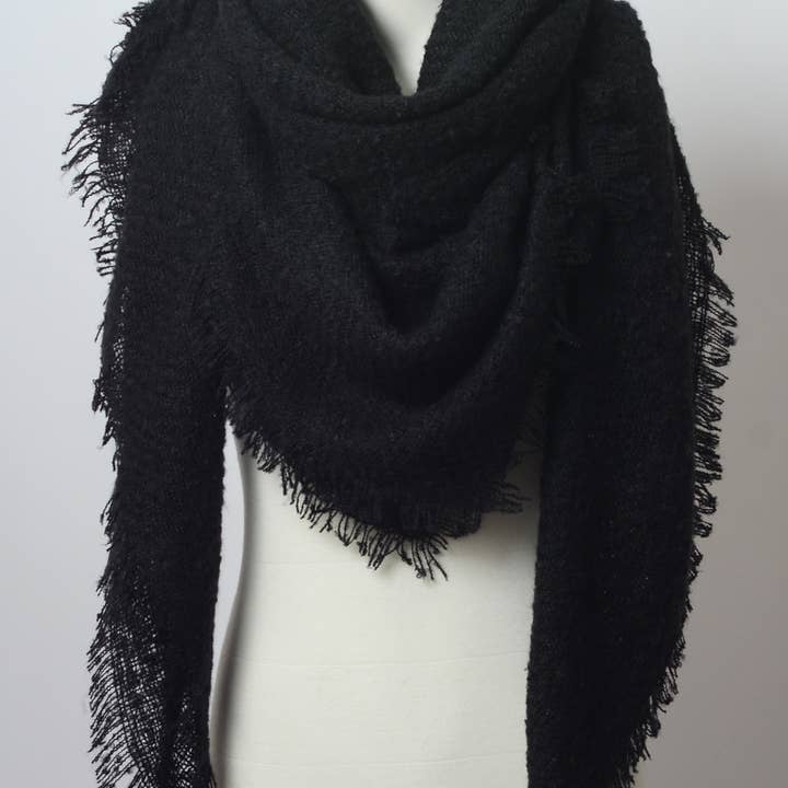 Leto Accessories - Wholesale Scarf - Women's - Cozy Mohair Open Work Square Blanket Scarf ❄️