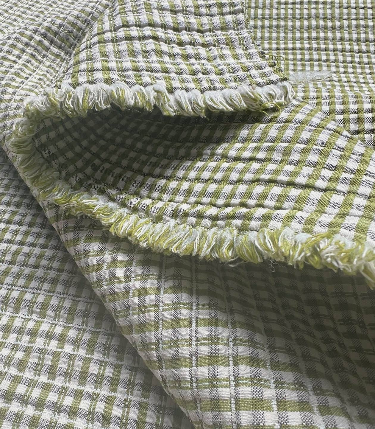 COUSETTE - Wholesale Fabric - Quilted Gingham Fabric - Kiwi Green2
