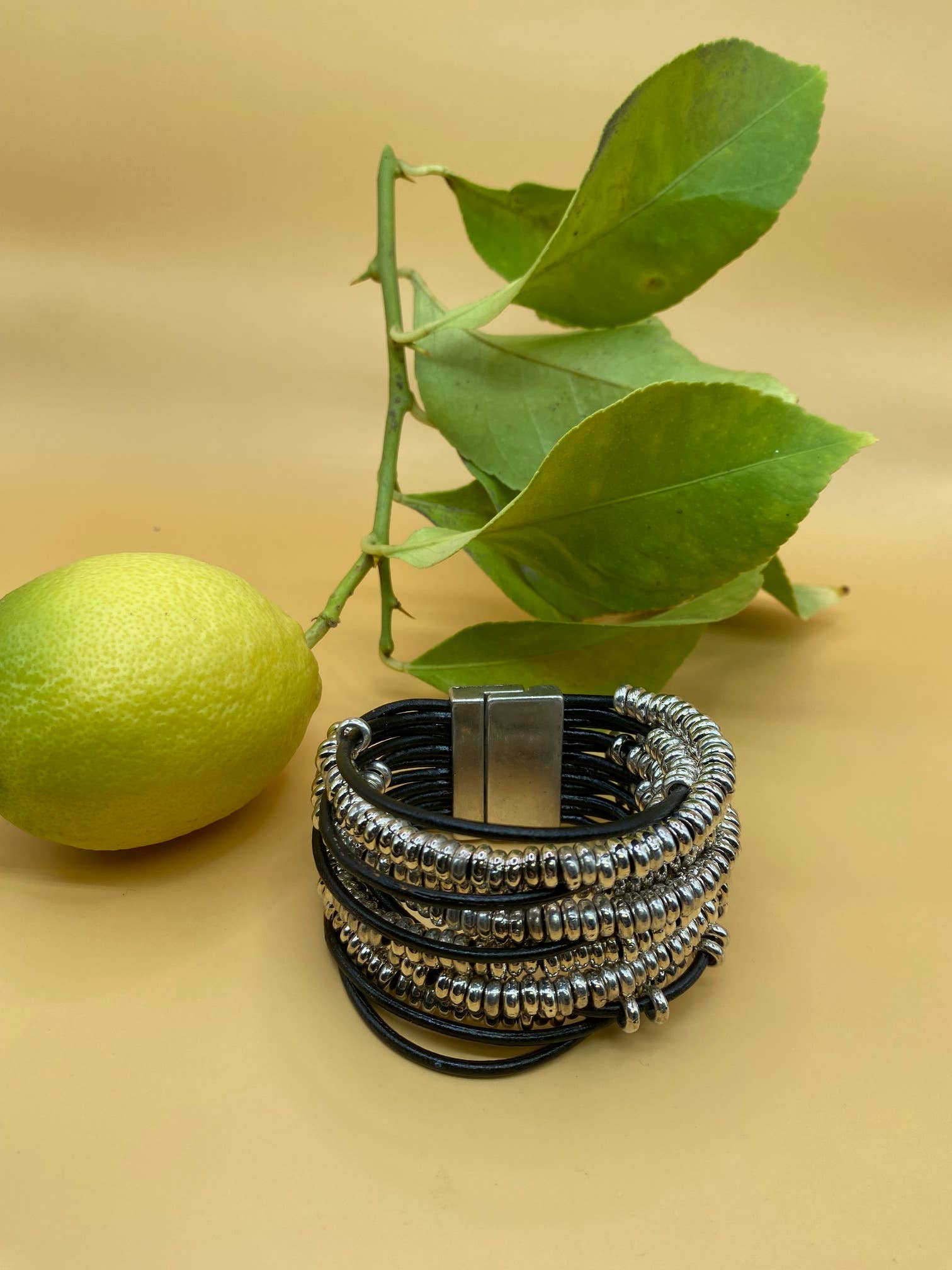 Trades by Haim Shahar - Wholesale Beaded Bracelet - Style & Substance Black Leather Bead Bracelet1