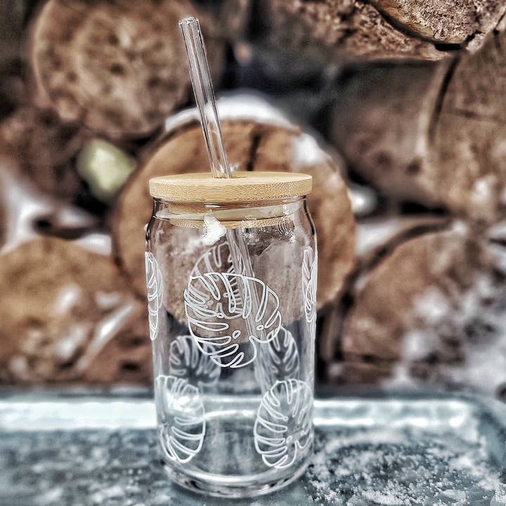 Monstera Leaf glazen beker, Plant Lady Glass, Plant Mom voor wholesale door Superior Sweet Water