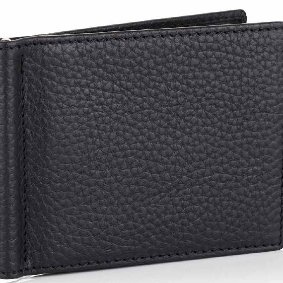 Slate Grey Richmond Leather Money Clip for wholesale by David Hampton