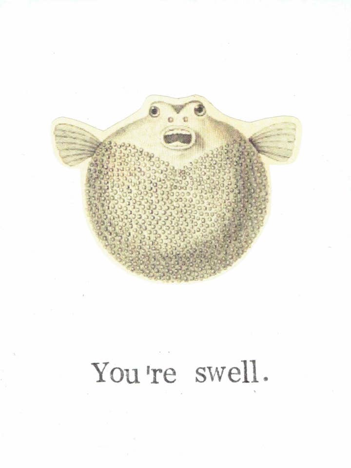 You're Swell Pufferfish Funny Thank You Card for wholesale by BlueSpecsStudio