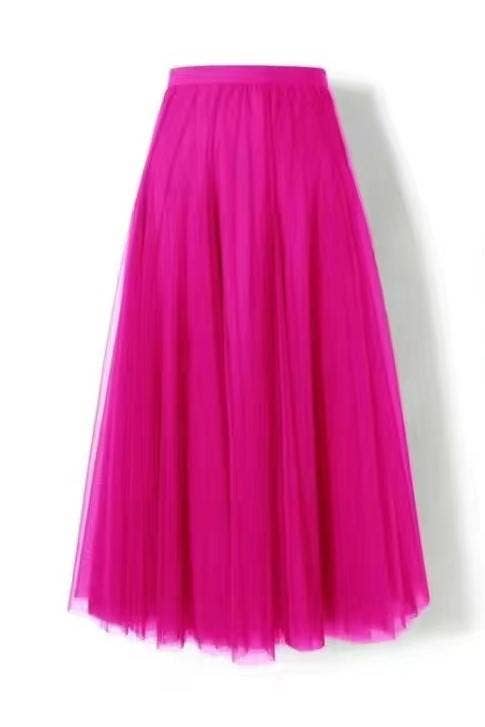 Rosa Clothing - Wholesale Skirt - Women's - 20 colors Ethereal Flowy Elastic Waist Pleated Tulle Skirt17