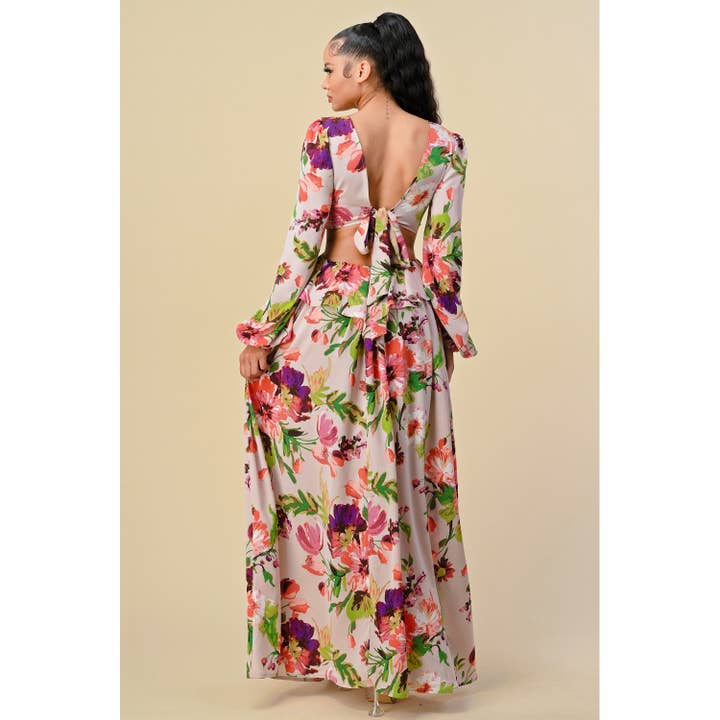 The Sang - Vente Robe – femme - SD3100520-2 - ROBE LONGUE À COL EN V PROFOND À IMPRIMÉ FLORAL12