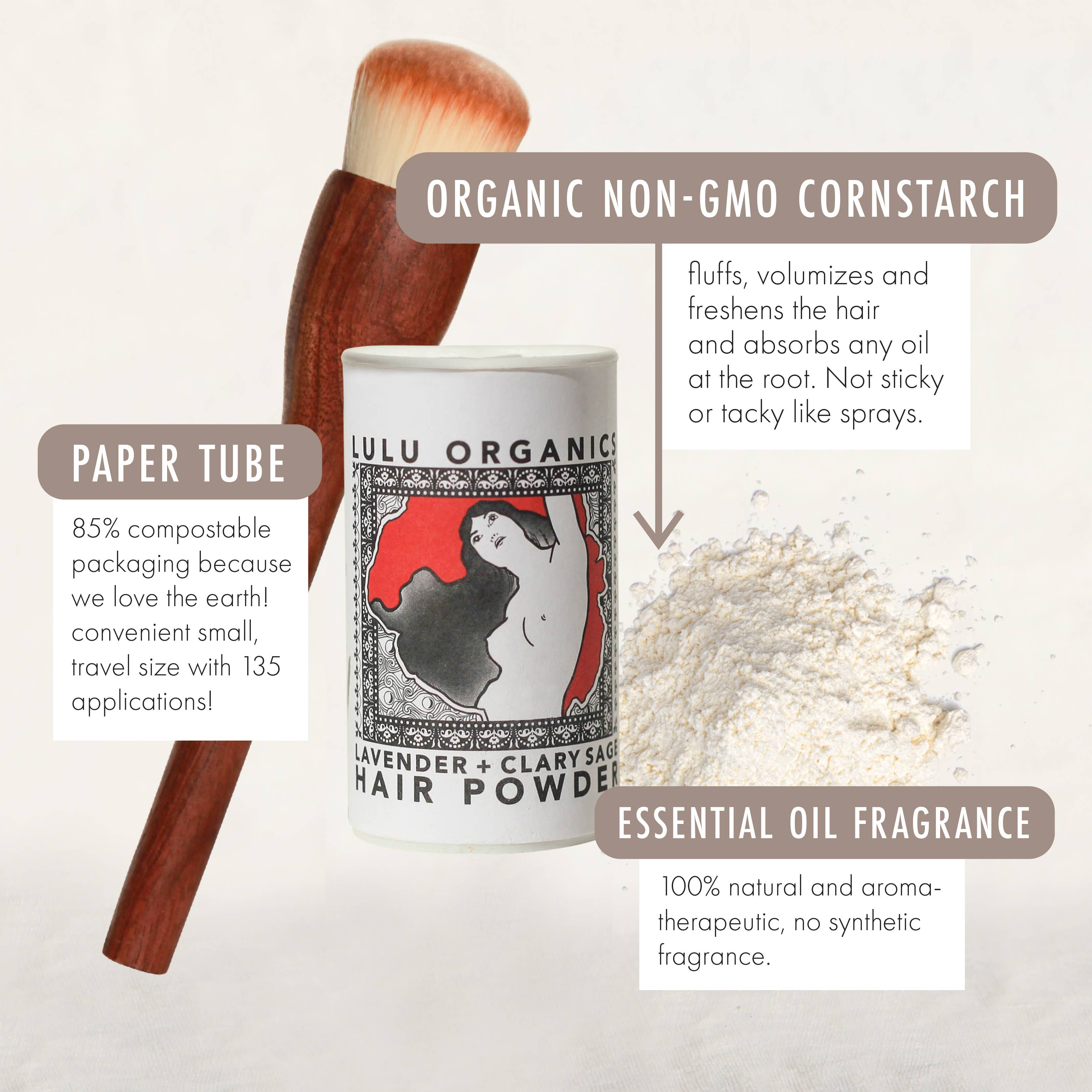 LULU ORGANICS - Wholesale Dry Shampoo - Lavender and Clary Sage Travel Powder Shampoo 1oz1