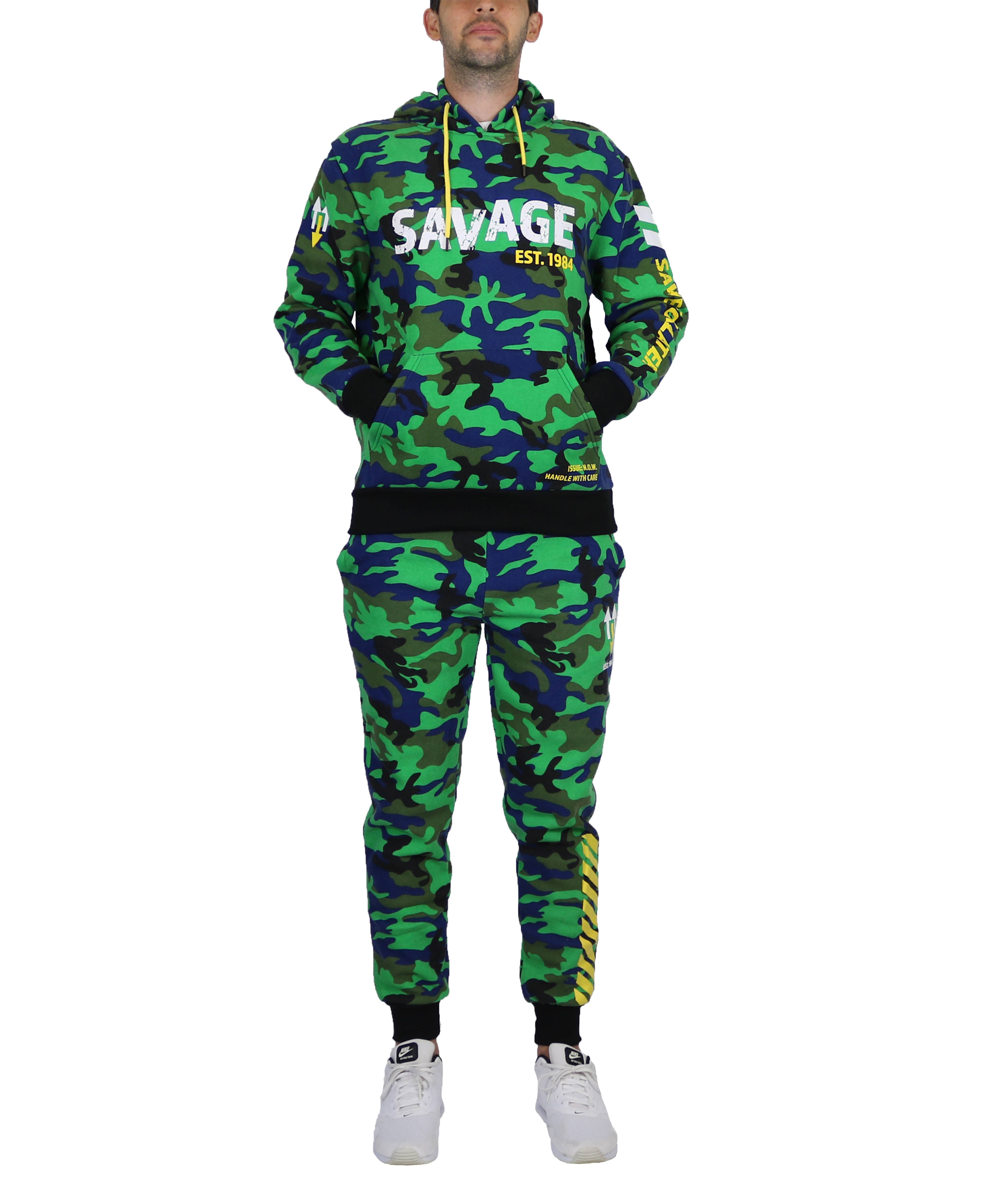 Galaxy By Harvic - Wholesale Lounge Set - Men's - Men's Fleece Hoodie & Jogger Set - SAVAGE CAMO