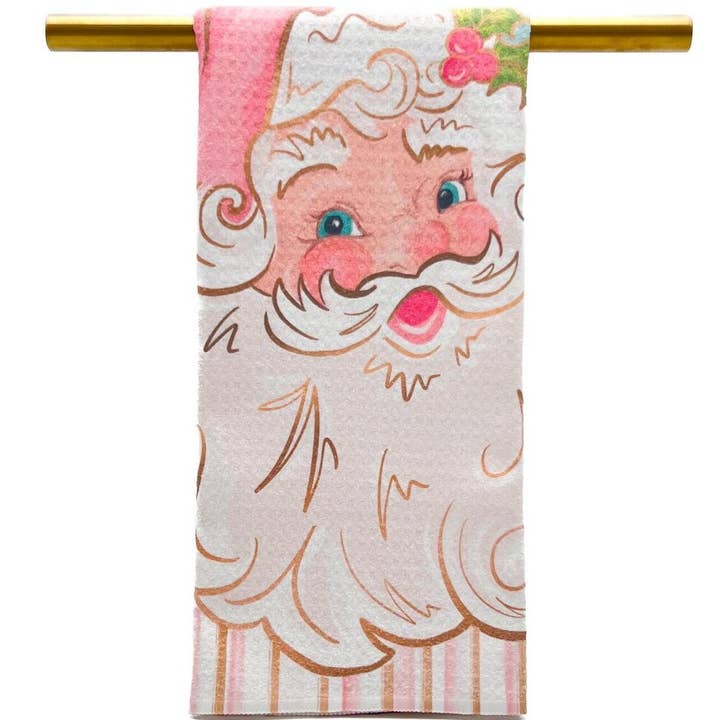 Pano de Cozinha Natalício Rosa e Bonito - Toalha de Mão de Natal por atacado de Rachel Brooks Design, LLC