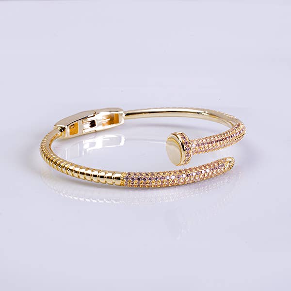 My Best Kept Jewelry - Wholesale Bangle Bracelet - Gold Hinged Nail Bangle1