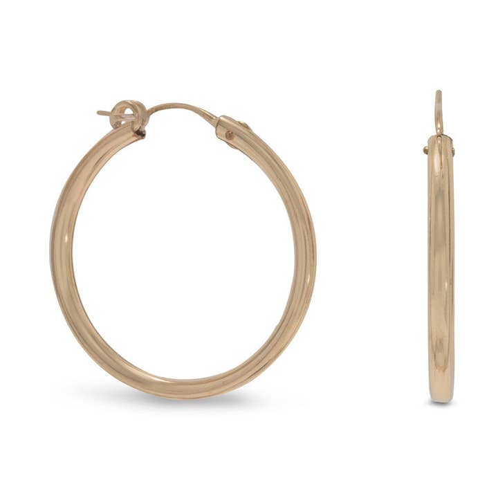 Aros de aro chapados en oro 12/20 de 2 mm x 27 mm para venta al por mayor de Silver Stars Collection