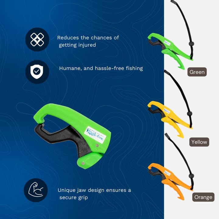 HOOK-EZE - Wholesale Sporting Accessories - Hook-Eze Floating Fishing Lip Gripper - Orange/Green/Yellow