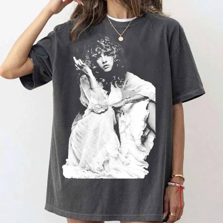 Vintage Stevie Nicks Middle Finger Graphic Tee for wholesale by TheKingShirt