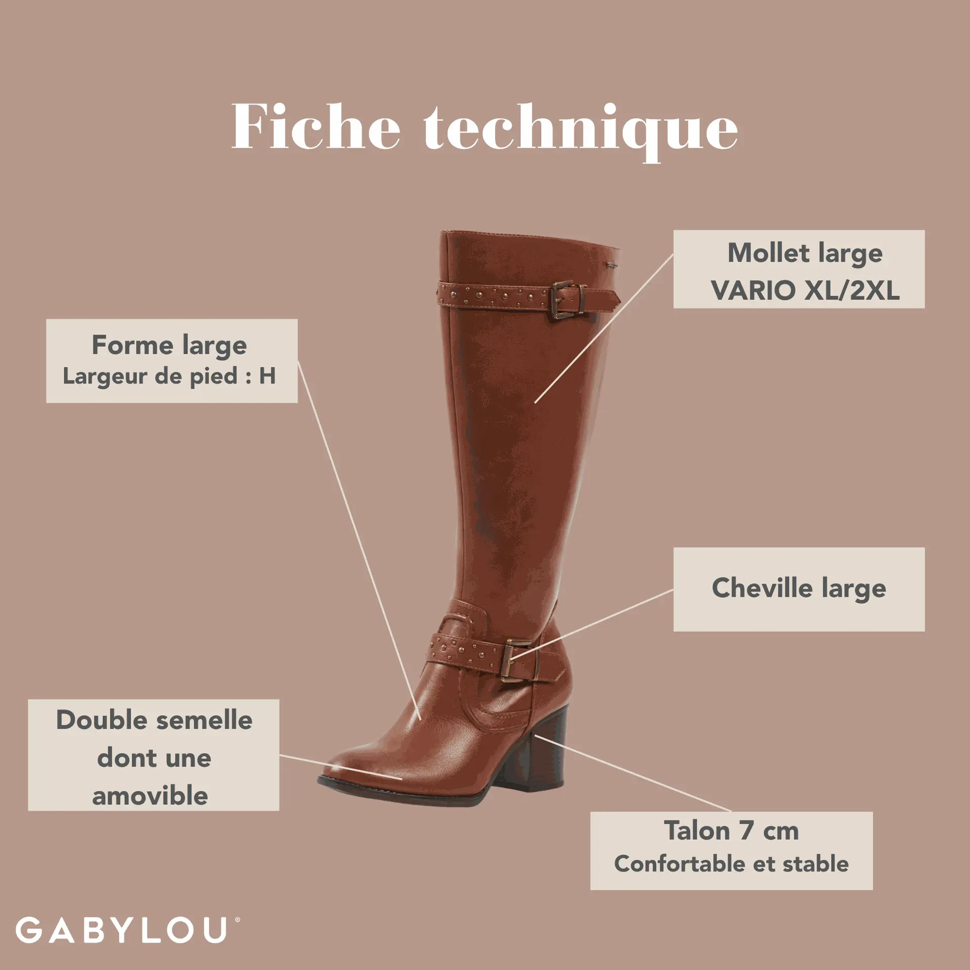 Gabylou - Wholesale Boots - Women's - VARIO XL/2XL boots for wide calves - Model Chrystel42