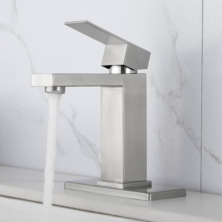 Waterfall Spout Bathroom Faucet,Single Handle Bathroom Vanity Sink Faucet white for wholesale by 39F Inc.