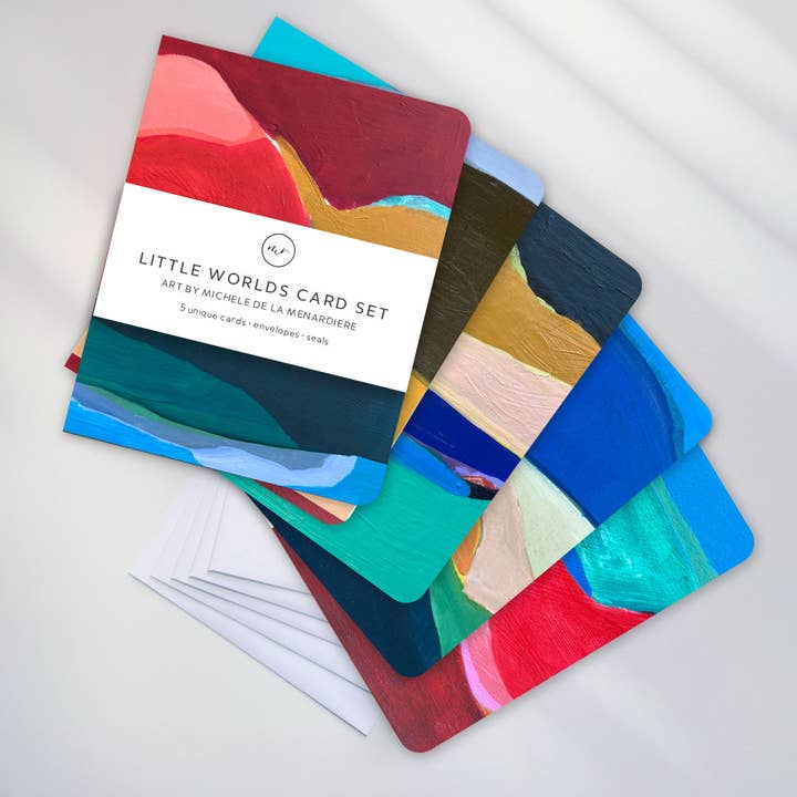 Kleine Werelden – Abstracte Kunst Kaartenset (5-Pack) voor wholesale door Michele Renee Atelier
