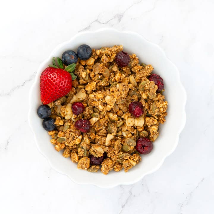 Tart Cherry, Chili & Rosemary Granola for wholesale by Baker Island Foods