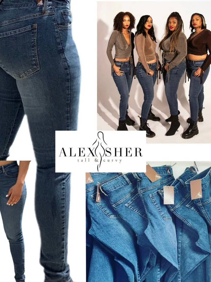 AlexSher Classic Tall Jeans aus stonewashed Denim für den Großhandel von AlexSher Tall and Curvy