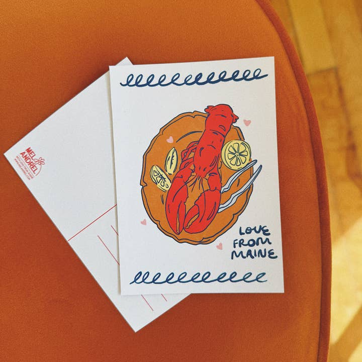 Maine Lobster Postcard for wholesale by Mel Andrel