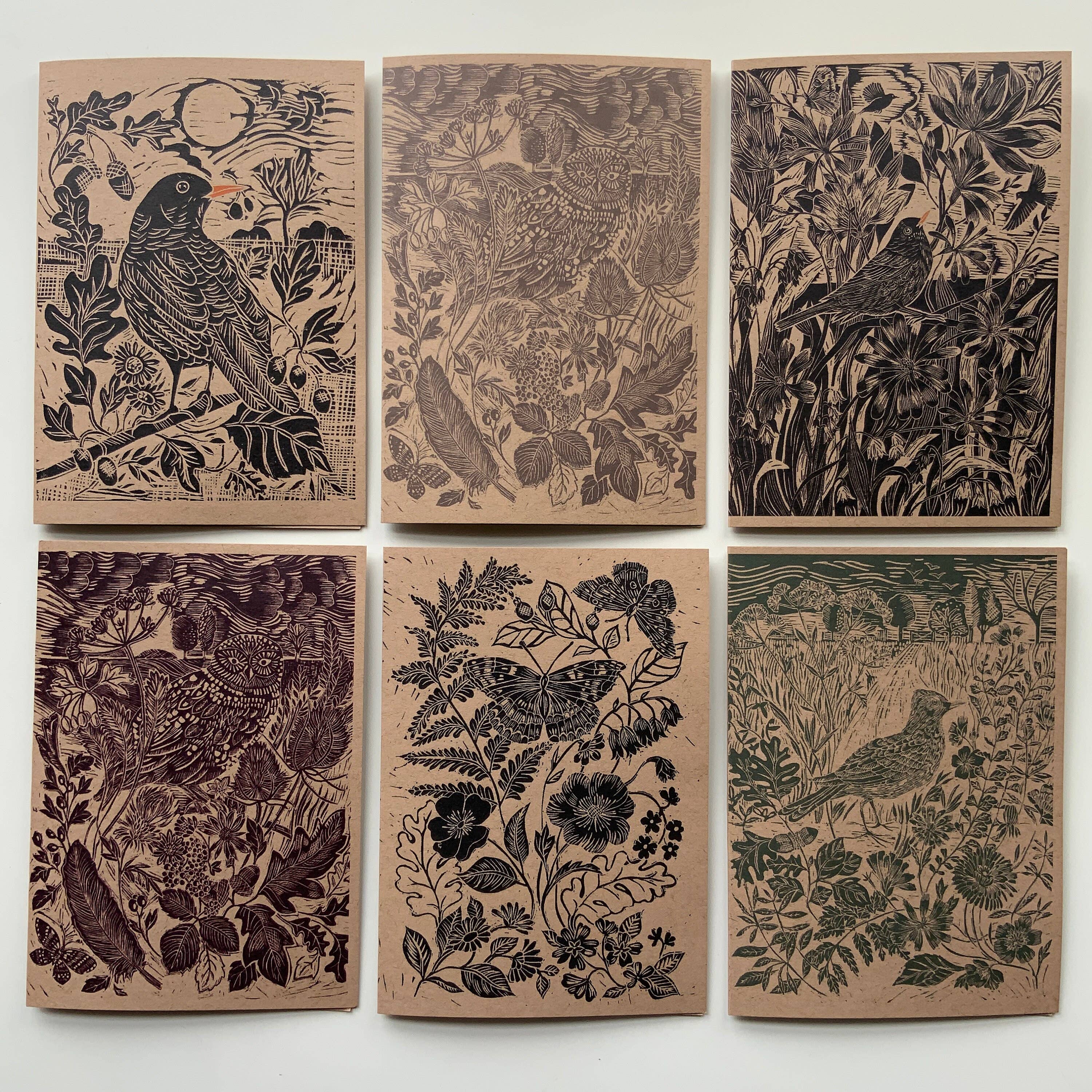 Vivienne Keable - Wholesale Birthday Card - Linocut Print - Blackbird - Greeting Card - Bird - Birthday6