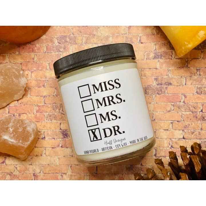 Huff Designs Candle Co – Großhandel Kerze im Glas / gefüllte Kerze – Geschenk für Medizinstudenten, für Ärztinnen, Sojakerzen-Geschenk