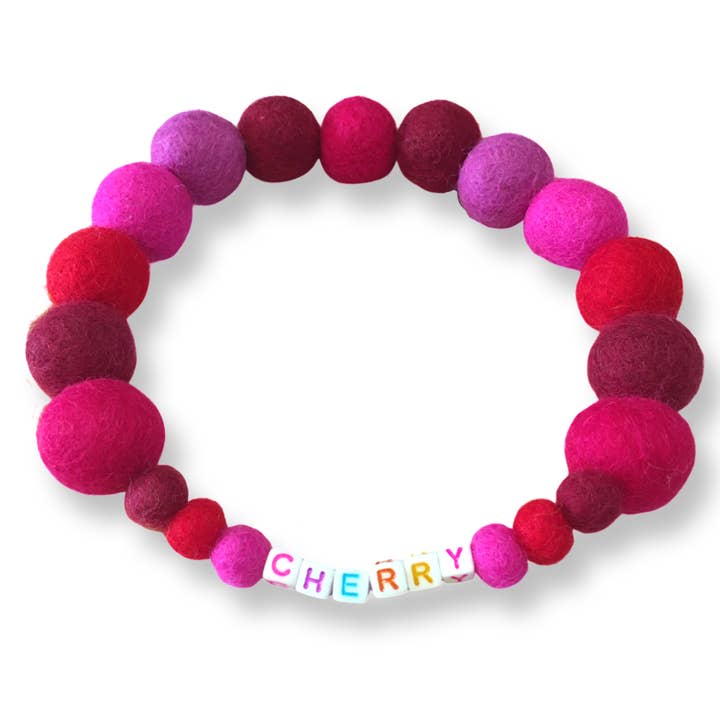 Personalised Pom Pom Dog Collar - Cherry for wholesale by Puppies & Pom Poms