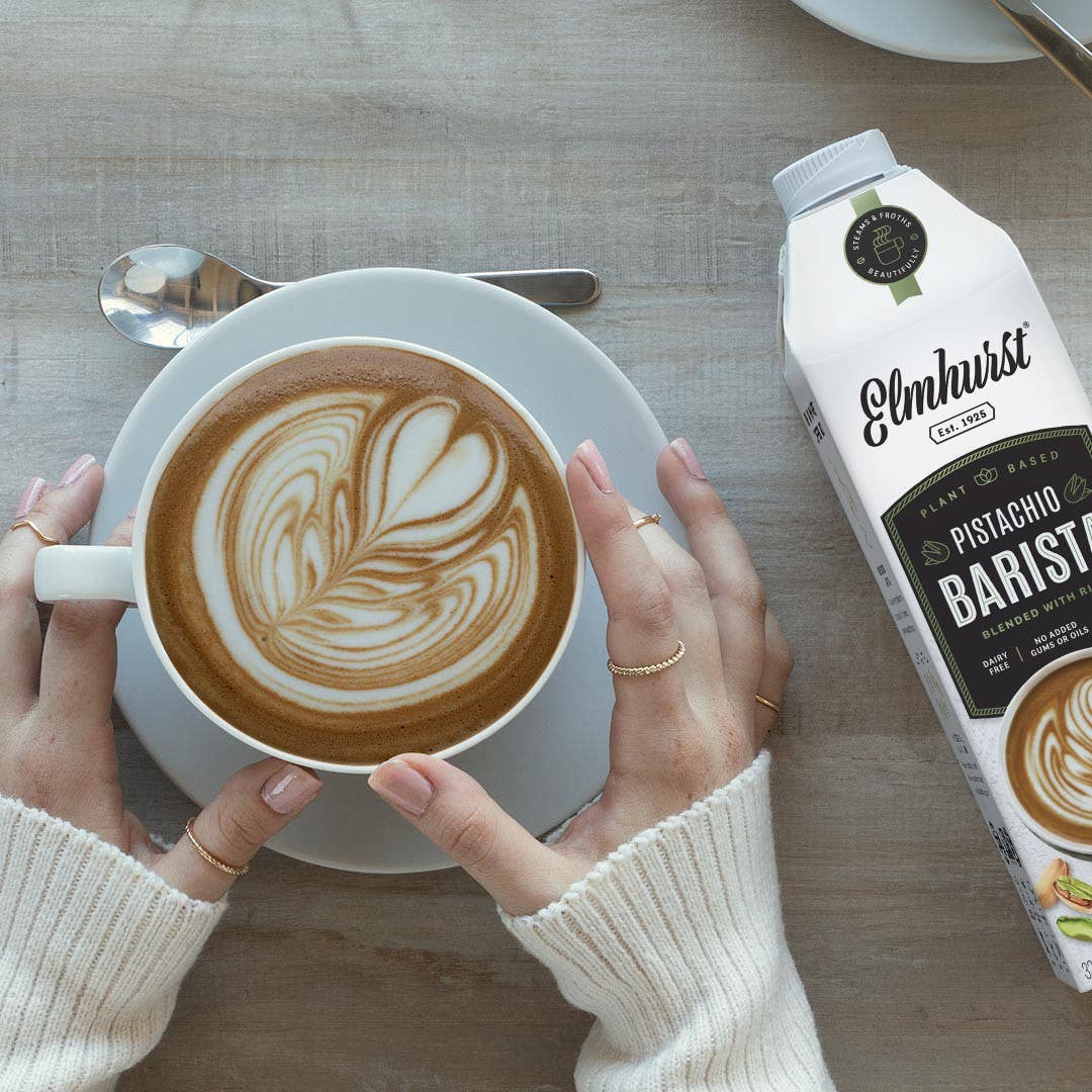 Elmhurst 1925 - Wholesale Non-Dairy Milk - Barista Edition Pistachio Milk, 32oz [6-Pack]1