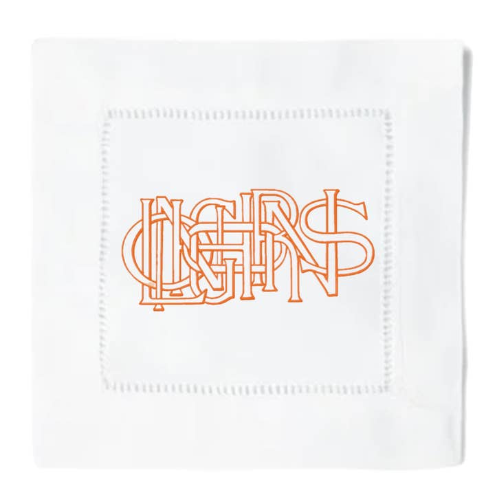 Longhorns in elkaar grijpende cocktailservetten voor wholesale door Blythe Embroidery Co.