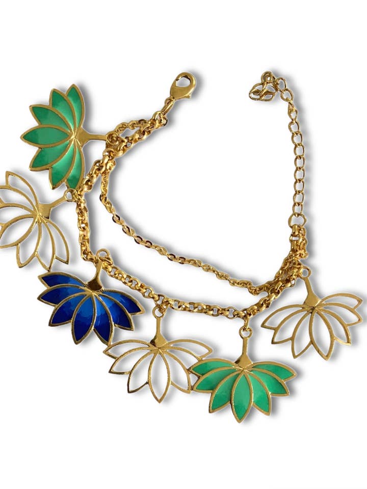 Blooming Grace Enamel Bracelet + Anklet Duo for wholesale by Designs By Uchita