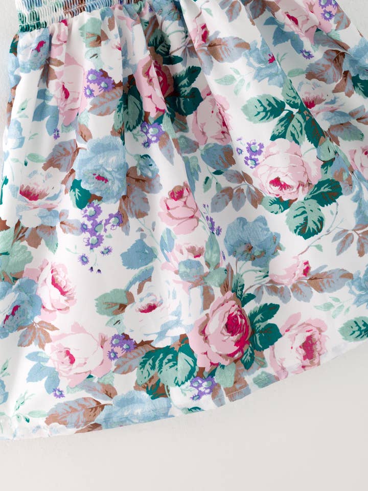 Rylee Faith Designs - Wholesale Dress - Kids - Smocking Simple Floral Print Short Sleeve dress