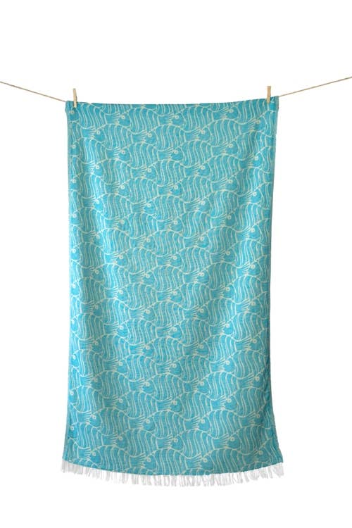 AELIA ANNA - Wholesale Beach Towel - BEACH TOWEL FISH TURQUOISE