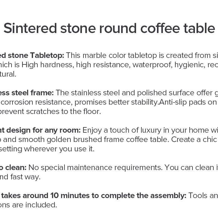 BlakOutlet – wholesale Coffee table – Slate Round Coffee Table With Golden Stainless Steel Frame9