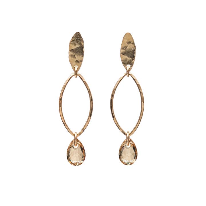 Kenda Kist Jewelry - Wholesale Dangle Earrings - Sequin Leaves Crystal Drop Earrings