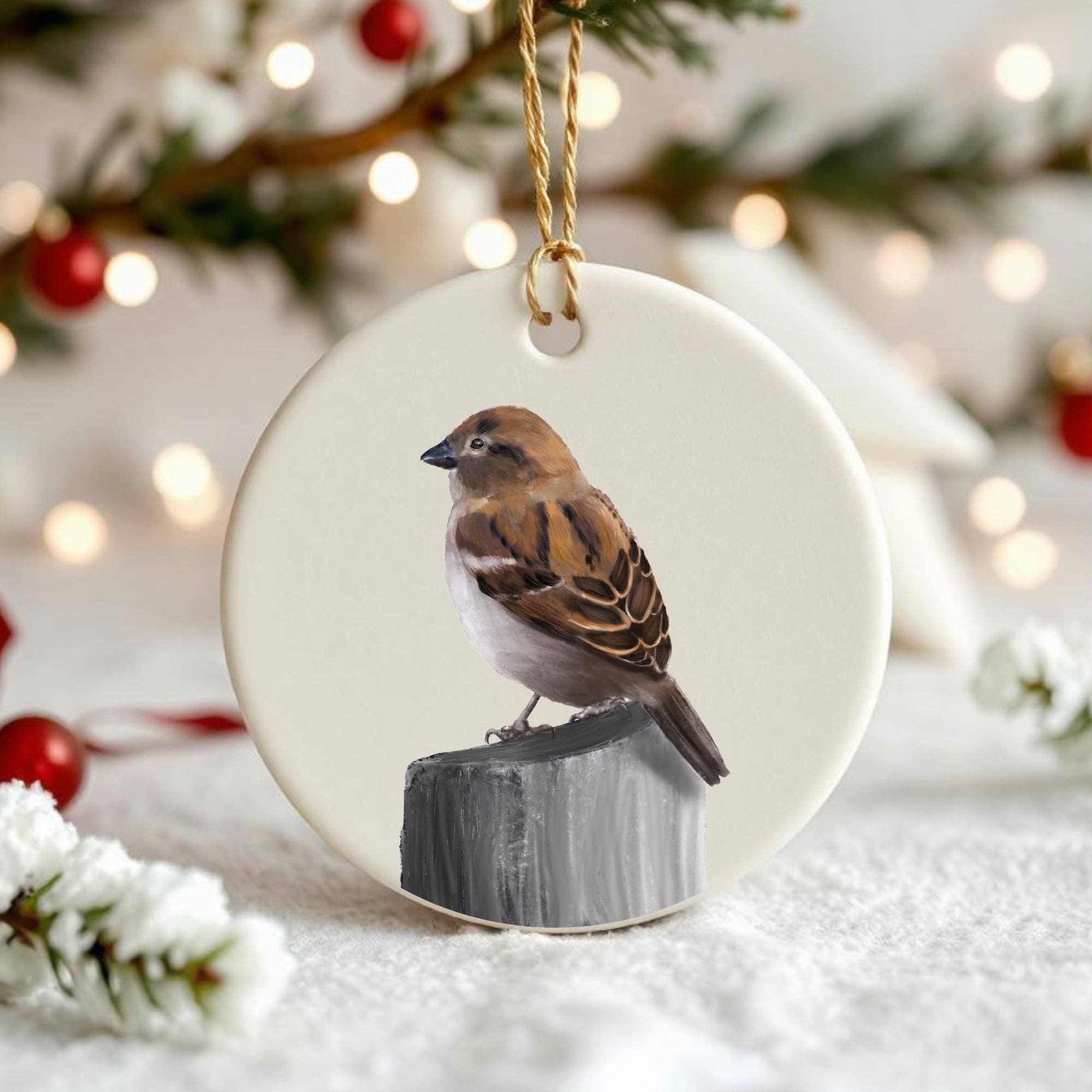 MerikaArt - Wholesale Ornament - Sparrow Ceramic Ornament2