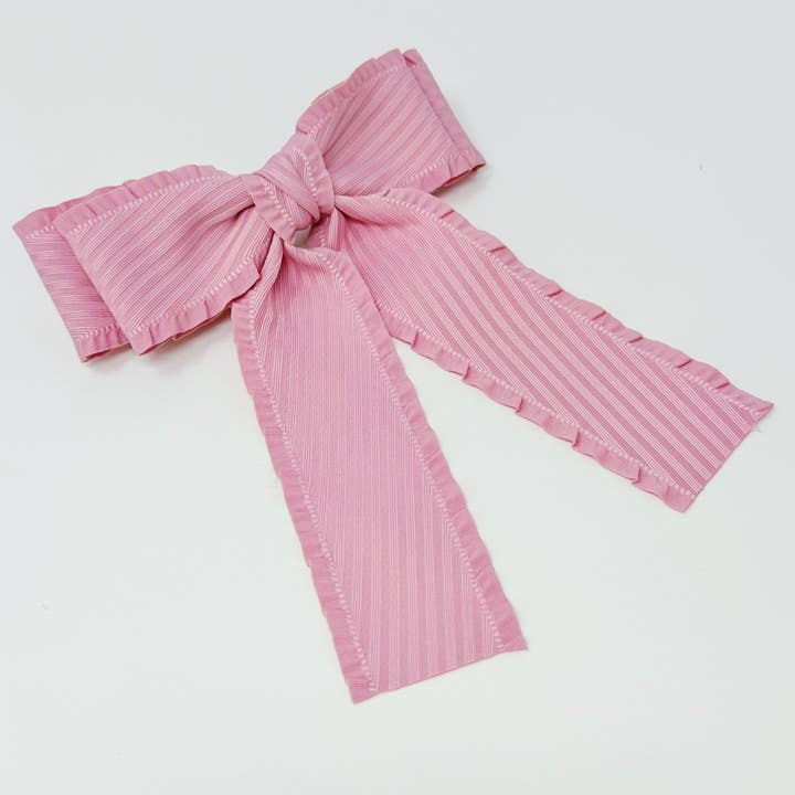 Ellison+Young - Wholesale Hair Clip - Women's - Frilled and Textured Doubled Bow Hair Clip