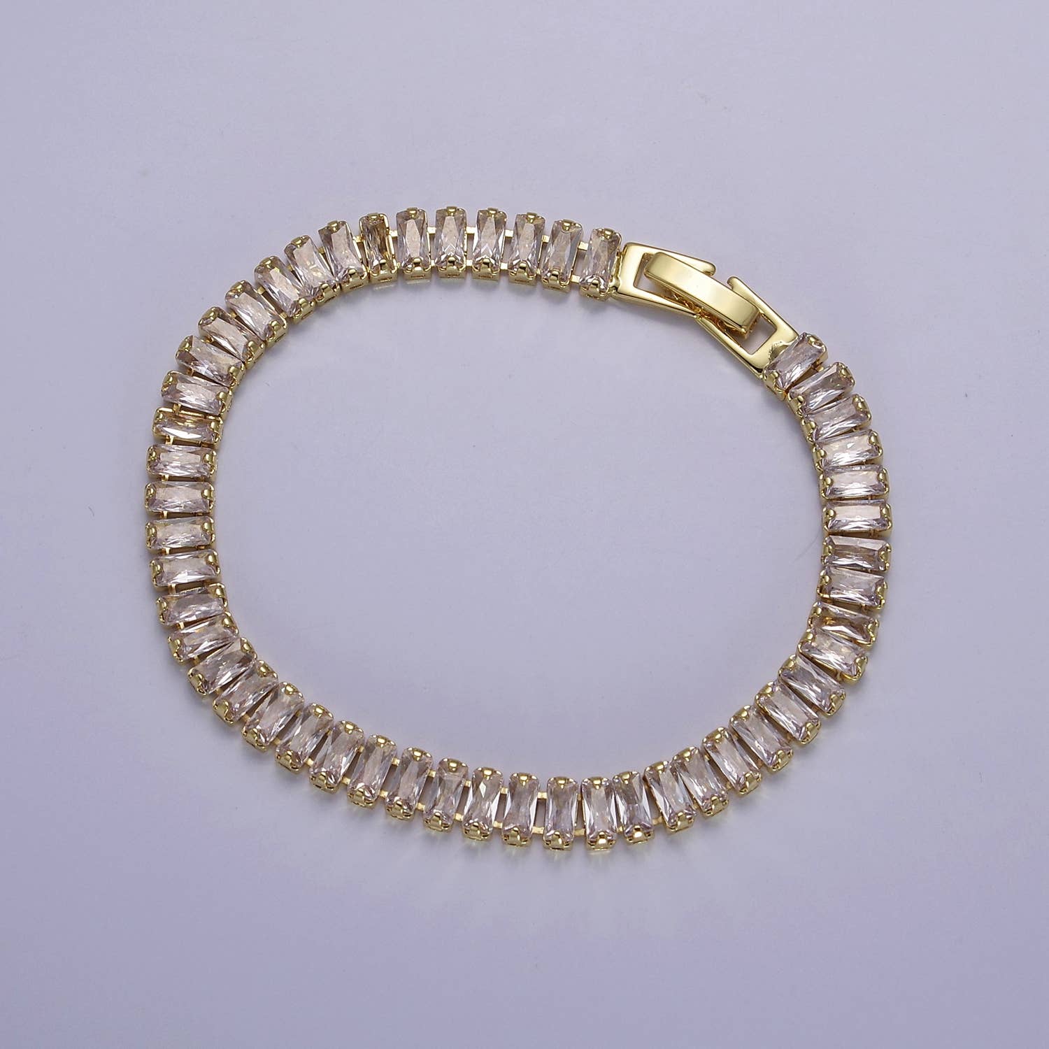 Aim Eternal - Wholesale Tennis Bracelet - Dainty Gold Baguette Tennis Bracelet Colorful CZ Stone2