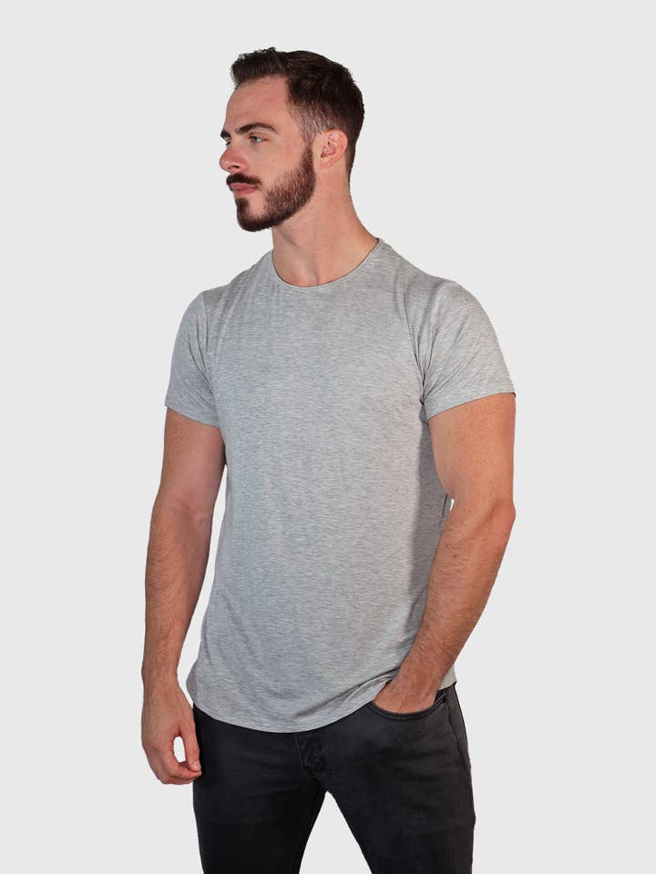 Bamboo Swift Curve-Hem T-Shirt - Sandstone for wholesale by Bamtech